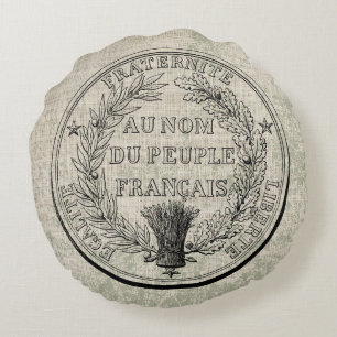 Vintages Großes Siegel Frankreichs Rundes Kissen