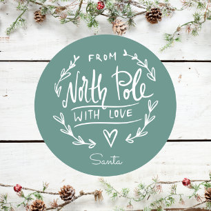 Vintages Grün aus dem Nordpol Weihnachten Runder Aufkleber