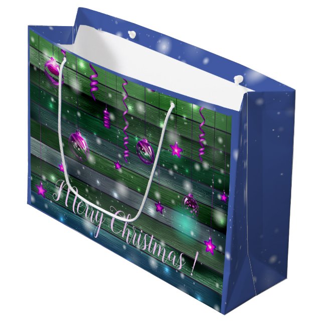 Vintages Grün Große Geschenktüte (Vorderseite Schrägansicht)