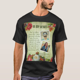 Vintages Grün-Holz-Blumenromantik-Liebe T-Shirt