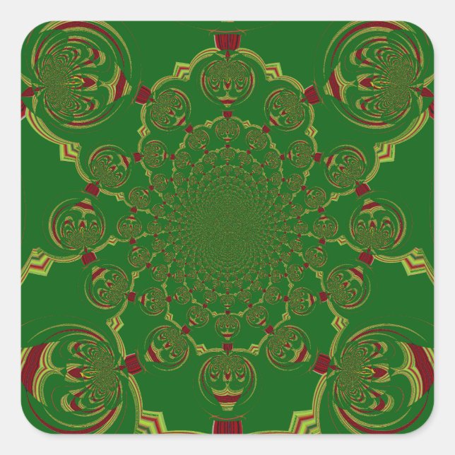 Vintages Grün Quadratischer Aufkleber (Vorderseite)