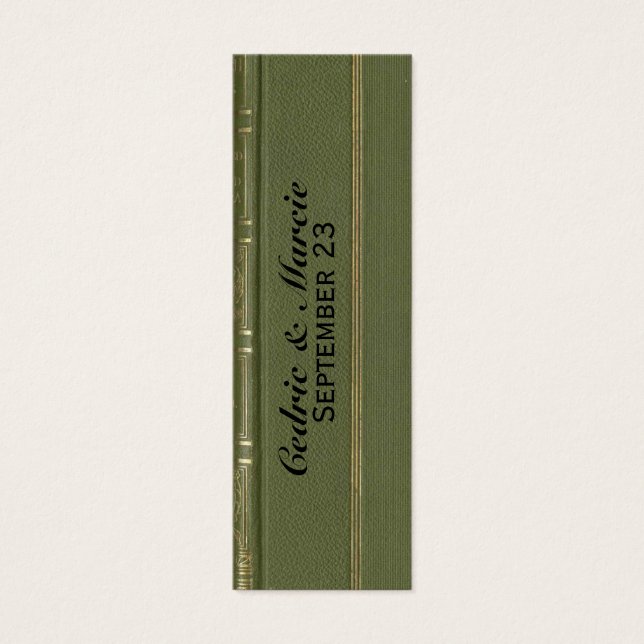 Vintages Grünbuch Platzkarte und Lesezeichen (Vorderseite)