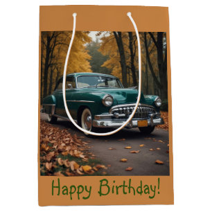 Vintages grünes Auto Mittlere Geschenktüte