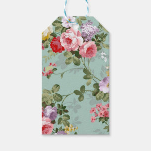 Vintages Grünes Blumendesign  Geschenkanhänger