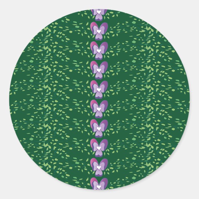 Vintages Grünes Blumenmuster Runder Aufkleber (Vorderseite)