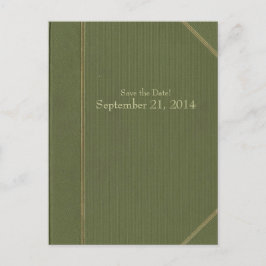 Vintages grünes Buch Save the Date Ankündigungspostkarte