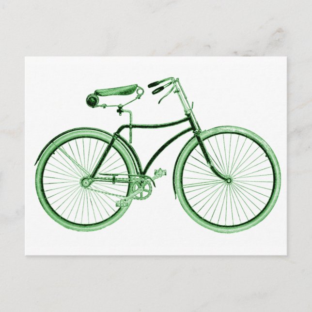 Vintages grünes Fahrrad Postkarte (Vorderseite)