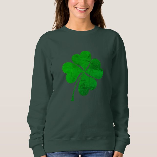 Vintages grünes Glück am St. Patrick's Day Sweatshirt (Vorderseite)