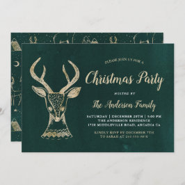 Vintages Grünes Goldwald Hirschweifen Party Einladung