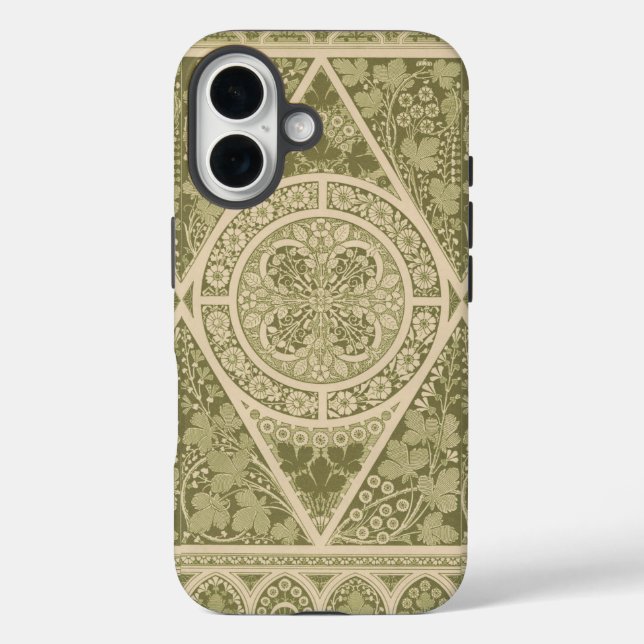 Vintages Grünes Jugendstil-Blumenmuster Case-Mate iPhone Hülle (Rückseite)