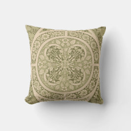 Vintages Grünes Jugendstil-Blumenmuster Kissen