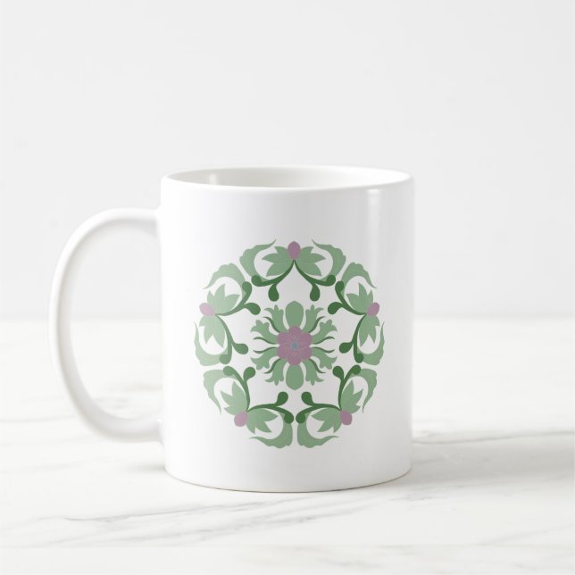 Vintages grünes Lotusmuster Kaffeetasse (Links)