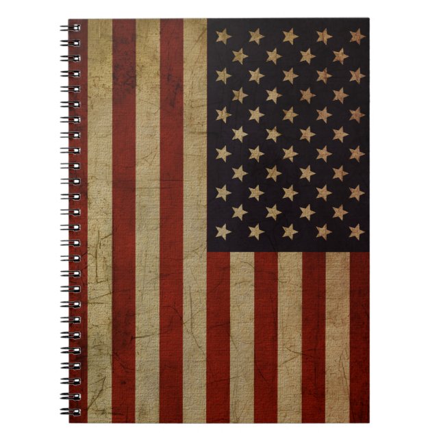 Vintages Grunge American Flag Notebook Notizblock (Vorderseite)