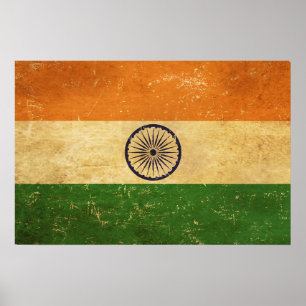Vintages Grunge Design für indische Flagge Poster