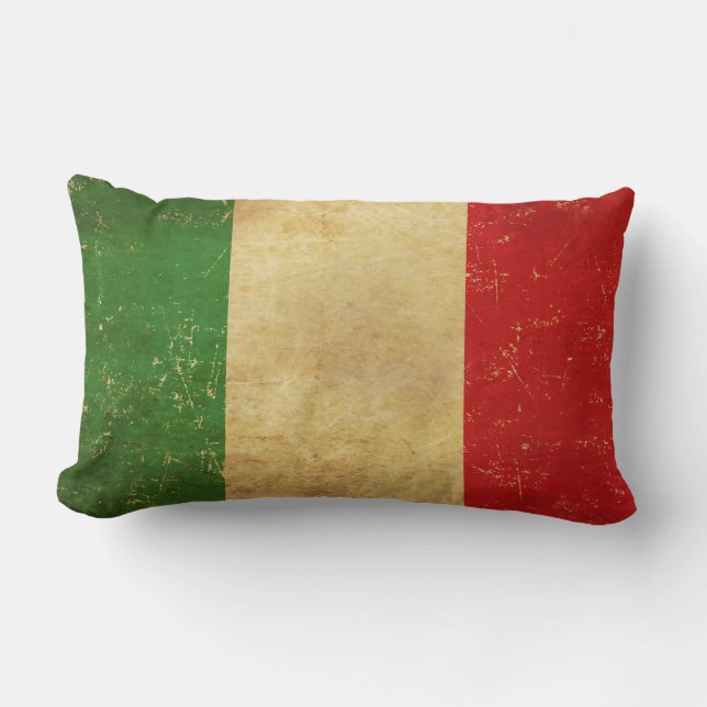 Vintages Grunge-Design mit italienischer Flagge Lendenkissen (Vorderseite)