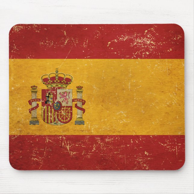 Vintages Grunge-Design mit spanischer Flagge Mousepad (Vorne)