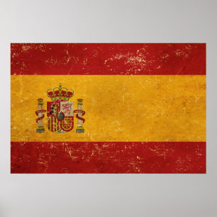 Vintages Grunge-Design mit spanischer Flagge Poster