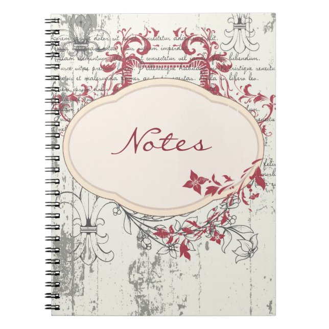 Vintages Grunge-Floral-Notebook Notizblock (Vorderseite)