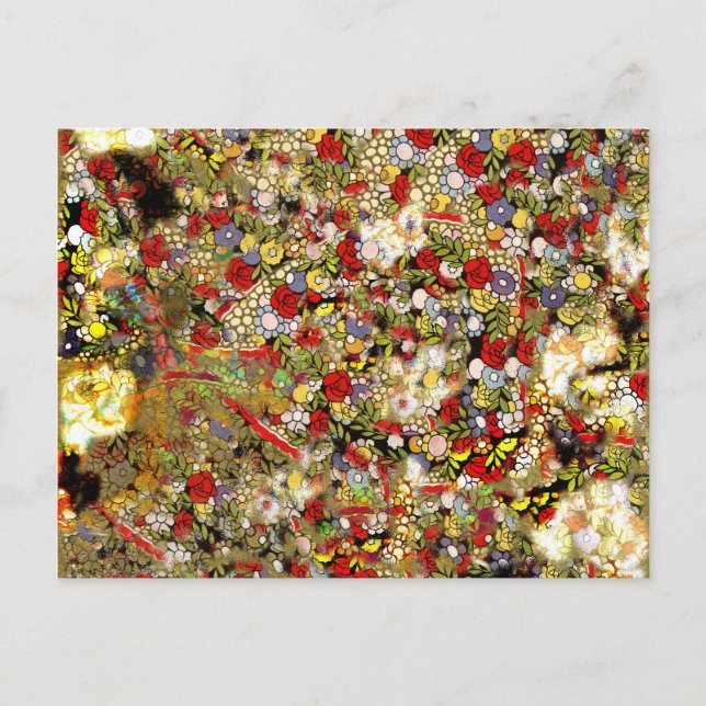 Vintages Grunge Graffiti-Tapete Collage Design Postkarte (Vorderseite)