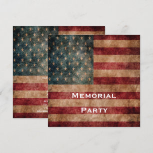 Vintages Grunge USA Stars & Stripes Memorial Party Einladung