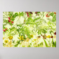 Vintages Grünwald Botanische Blätter Wildblume