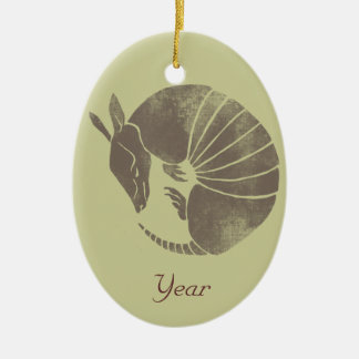 Vintages Gürteltier Keramik Ornament