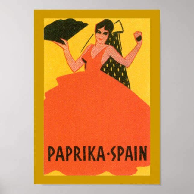 Vintages Gütezeichen "Paprika Spanien" Poster (Vorne)