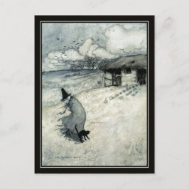 Vintages Halloween Arthur Rackham Hexe + Schwarze Postkarte