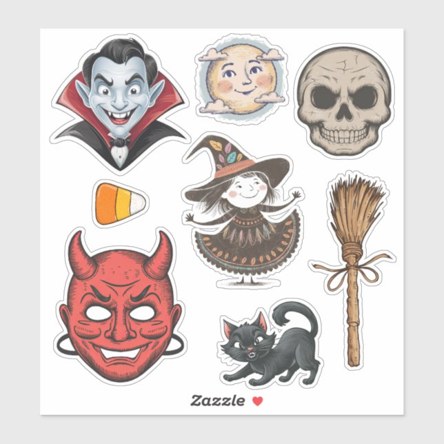 Vintages Halloween Aufkleber (Blatt)