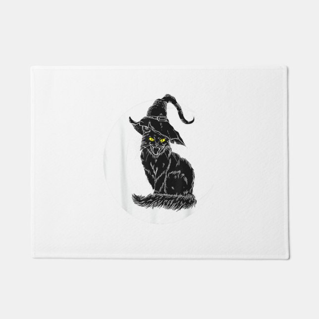 Vintages Halloween Beängstigender Schwarzer Katze  Fußmatte (Vorderseite)