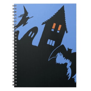 Vintages Halloween, Beängstigendes Spuk Haus und H Notizblock