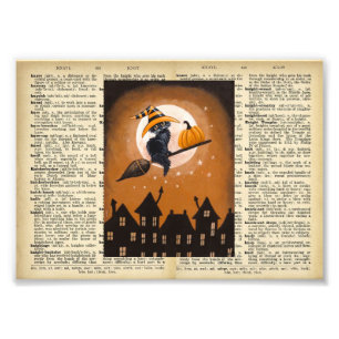 Vintages Halloween-Bild auf der Vintagen Wörterbuc Fotodruck