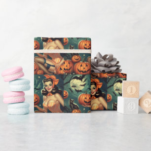 Vintages Halloween-Button Geschenkpapier