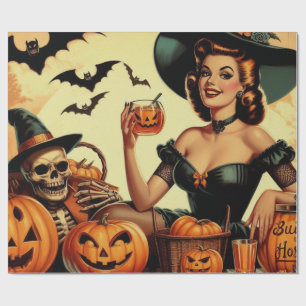 Vintages Halloween-Button Geschenkpapier