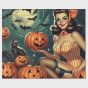 Vintages Halloween-Button Geschenkpapier