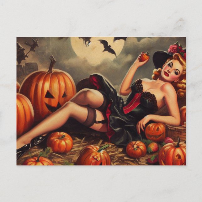 Vintages Halloween-Button Postkarte (Vorderseite)