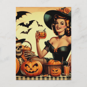 Vintages Halloween-Button Postkarte