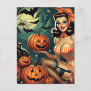 Vintages Halloween-Button Postkarte