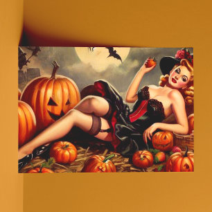 Vintages Halloween-Button Postkarte