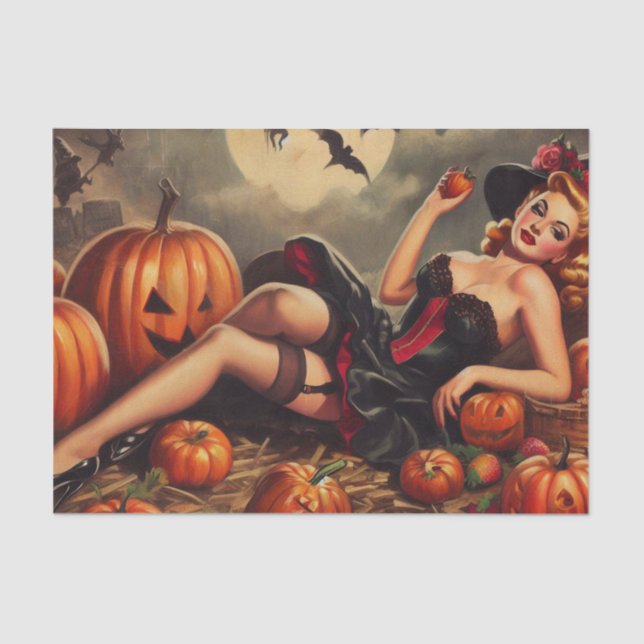 Vintages Halloween-Button Seidenpapier (Vorderseite)