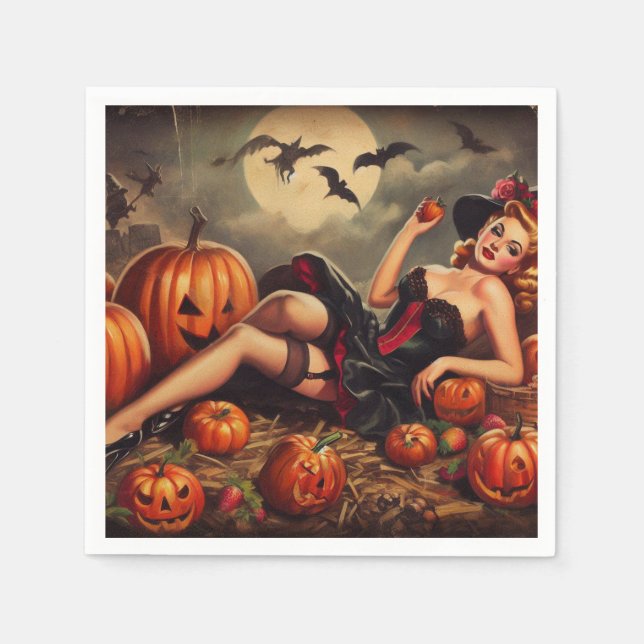 Vintages Halloween-Button Serviette (Vorderseite)