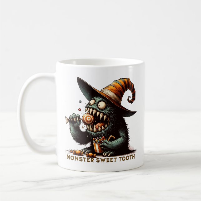 Vintages Halloween Candy Monster Kaffeetasse (Links)