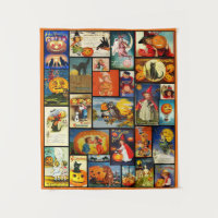 Vintages Halloween Cards Collage Tapestes