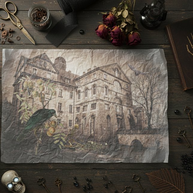 Vintages Halloween-Dekoupage Spuk House Seidenpapier (Von Creator hochgeladen)