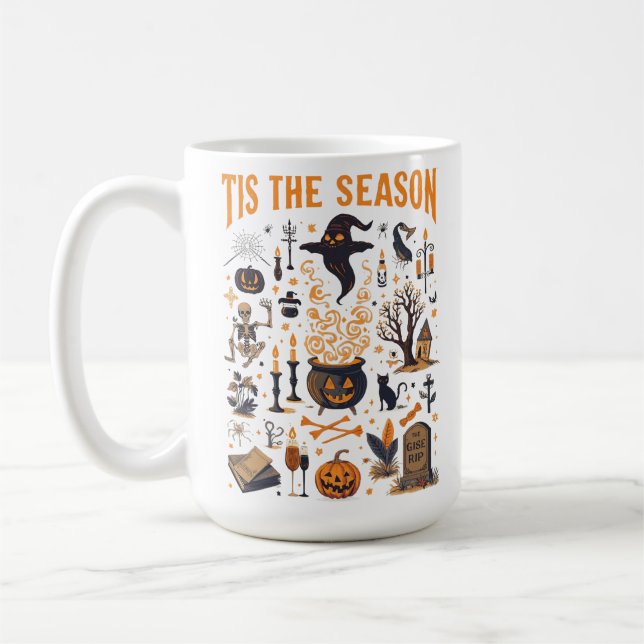 Vintages Halloween-Design - Geist, Kürbis Kaffeetasse (Links)