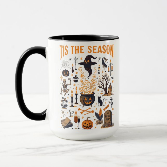 Vintages Halloween-Design - Geist, Kürbis Tasse (Links)