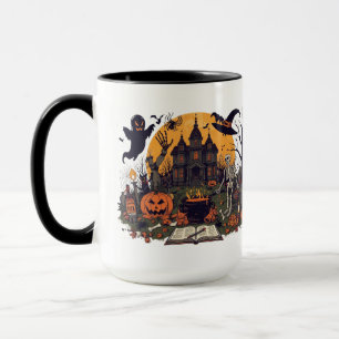 Vintages Halloween-Design - Geist, Kürbis Tasse