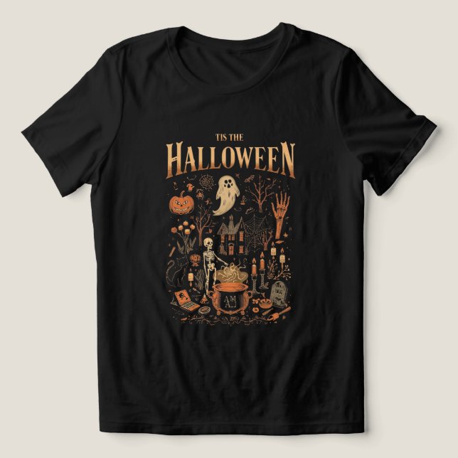 Vintages Halloween-Design - Geist, Kürbis Tri-Blend Shirt (Design Vorderseite)