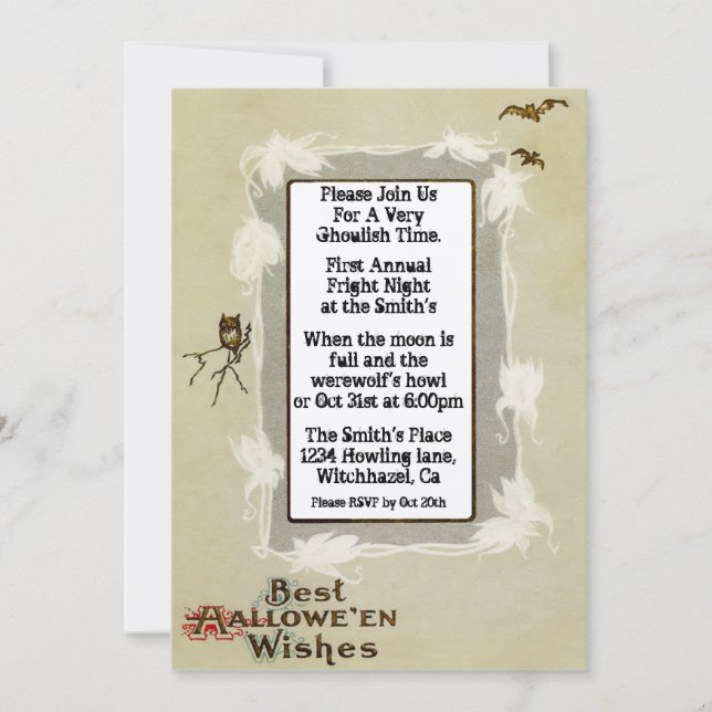 Vintages Halloween Einladung (Vorderseite)