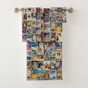 Vintages Halloween Ephemera Badhandtuch Set